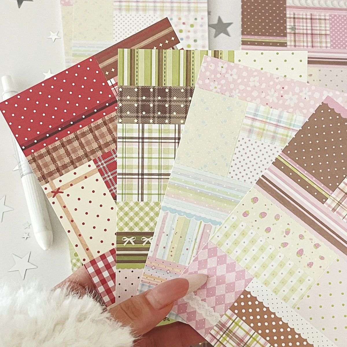 WAKAWAKA Polka Dot Patchwork Scrapbook Paper Memo Pad M5 Refill Pages Perforated Background Note Pad Cute Aesthetic Journal Supp