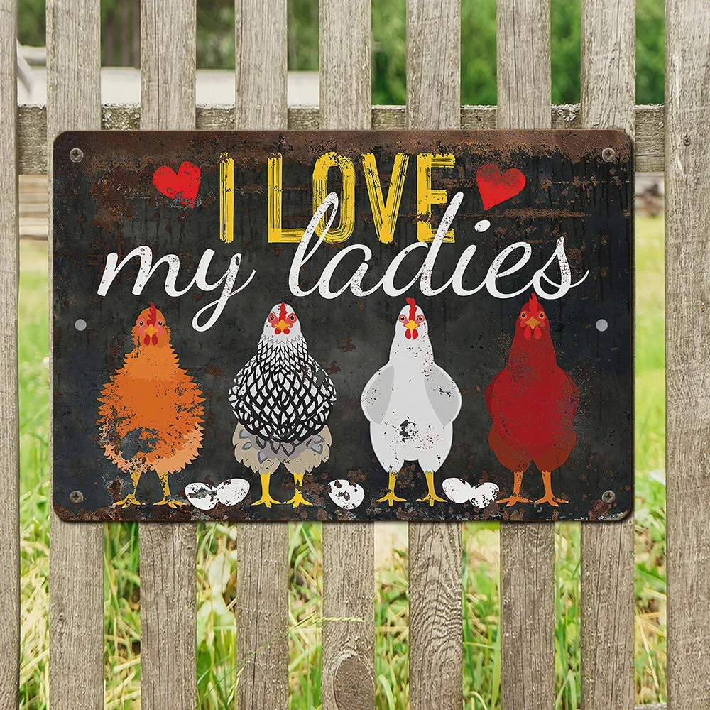 1pc 30x20cm Vintage Metal Chicken Coop Decor Signs 8x12 Inches Retro Tin Fence Sence Hen House Decorations Sign TP0020