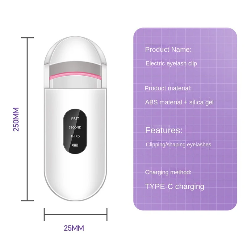 Rizador de pestañas eléctrico de larga duración, herramienta de maquillaje, 1 piezas