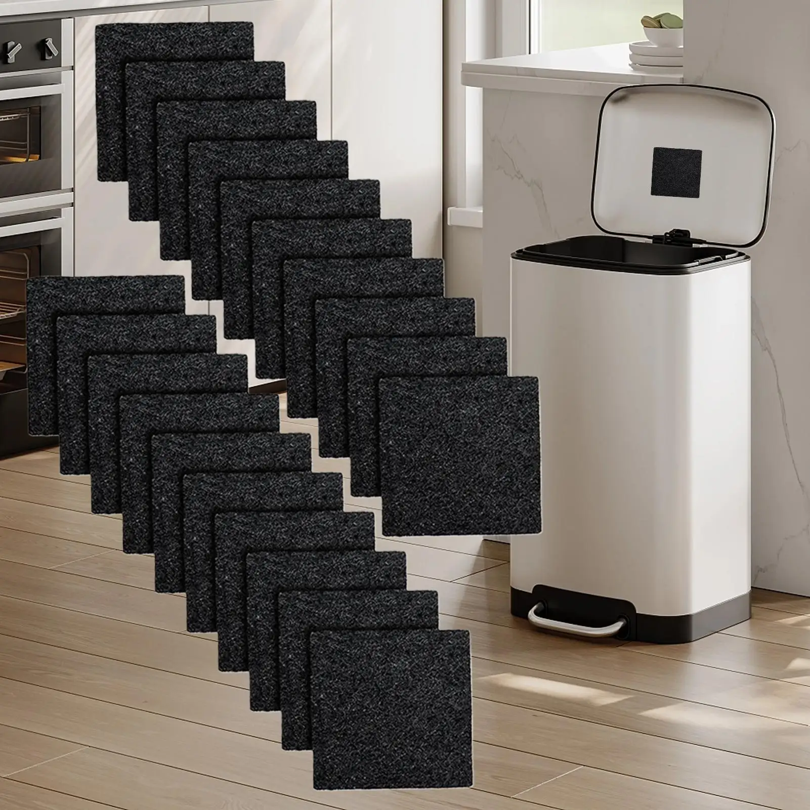 Odor Filter Activated Charcoal Adhesive Eliminator 20 Pieces Trash Can Odor Absorber Filter for Indoor Outdoor Home Kitchen