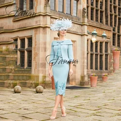 Customized Romantic Scoop Neck Mother Of The Bride Dresses Midi Wedding Guest Gown For With Jacket Appliques Eevening Dress
