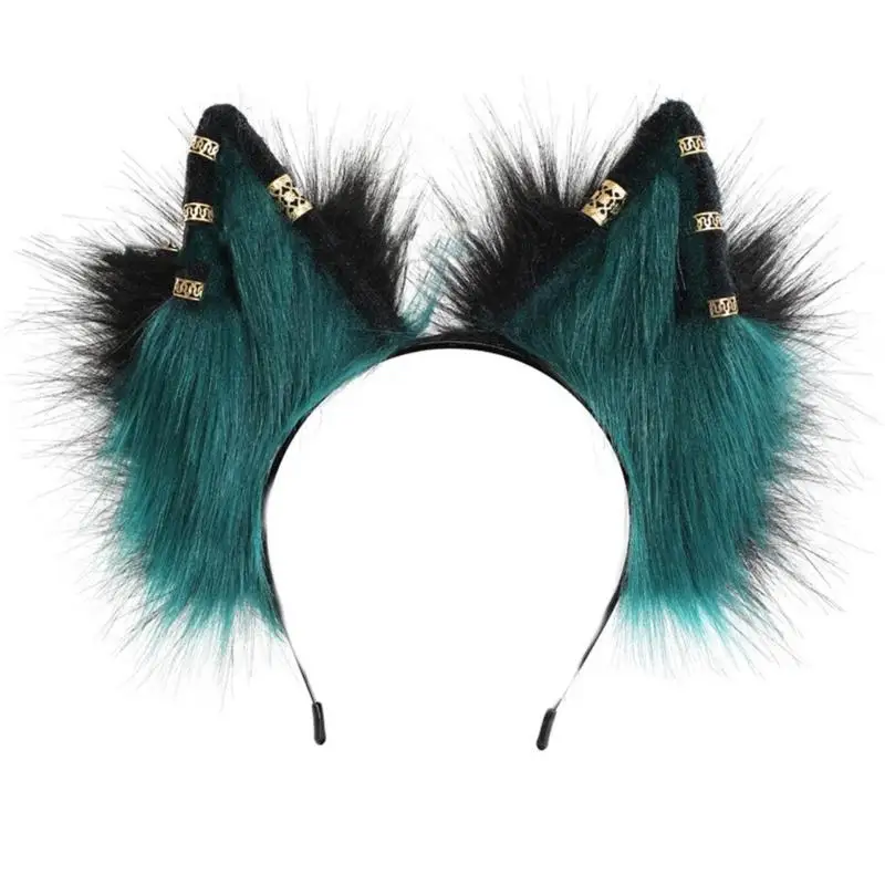 Masquerades – bandeau oreilles loup avec boucle d'oreille en métal, joli bandeau pour jeu rôle pour adolescents