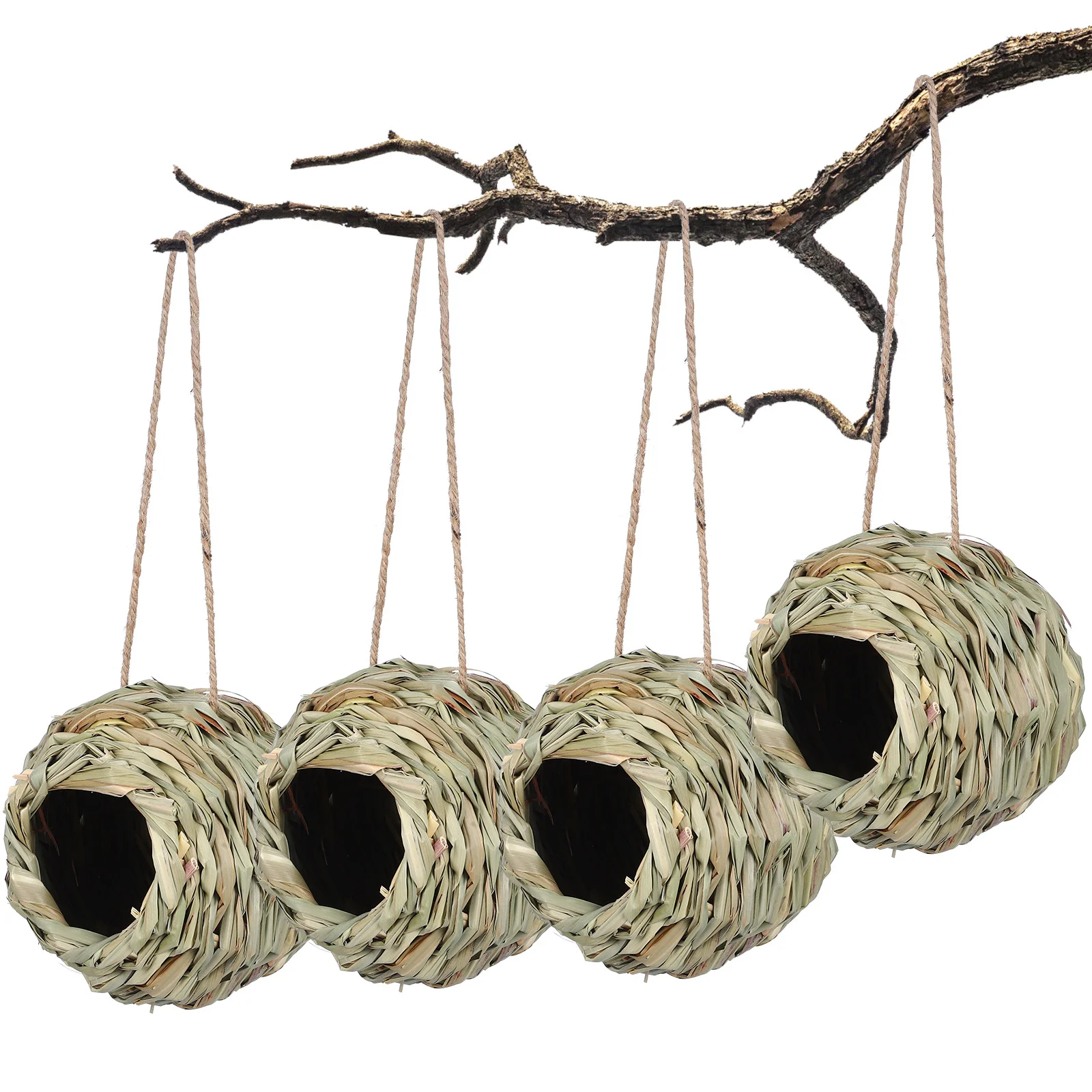 

4Pcs Hanging Hummingbird Nests Woven Bird Comfortable Round Opening Design Garden Balcony Decor Hanging Hummingbird Nest
