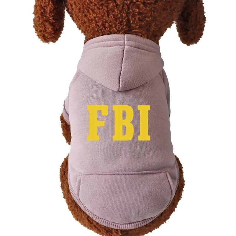 Winter Dog Hoodie Sweatshirts with Pockets Warm Dogs Clothes for Small Dogs Chihuahua Coat FBI Police Dog