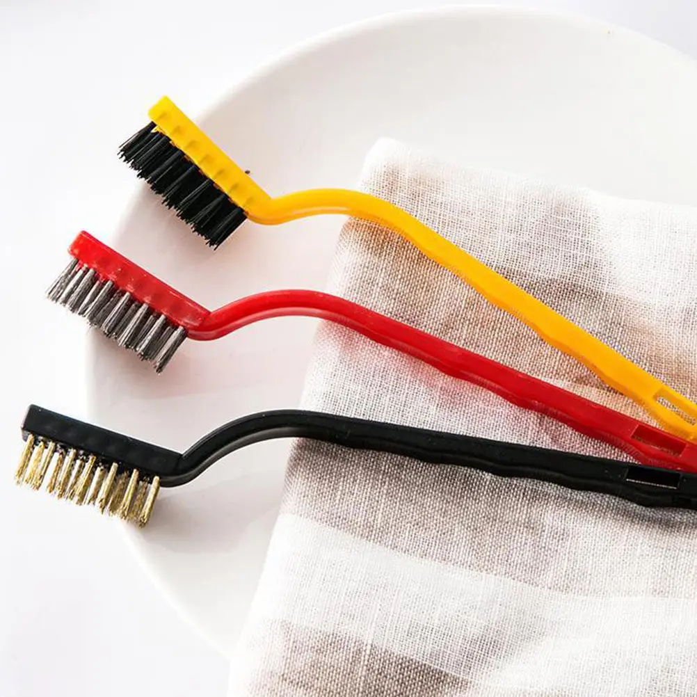 3Pcs Rust Cleaning Wire Brush Set Industrial Stainless Nylon Mini Scratch Brush for Metal Parts Welding Paint Stain