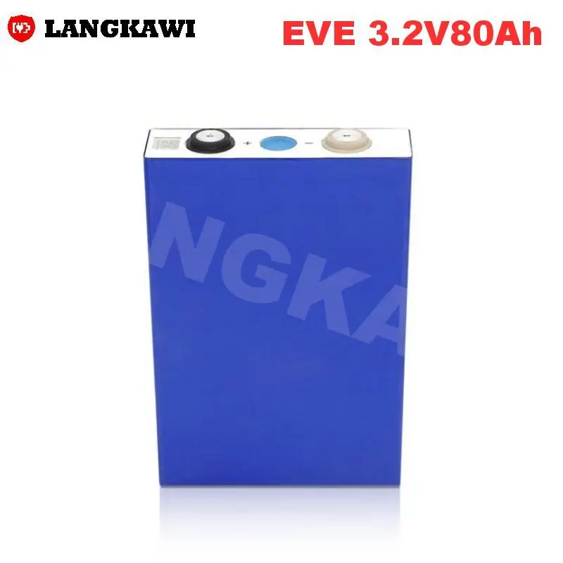 EVE 3.2V 80Ah LF80 LiFePO4 LFP Rechargeable Battery Cells with M6 Threaded Hole for Electrical Vehicle EVbus