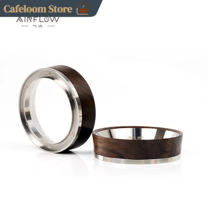 Airflow Magnetic Dosing Ring 58mm Stainless Steel Walnut Wood Anti Flying Powder For Espresso Coffee Machine Portafilter