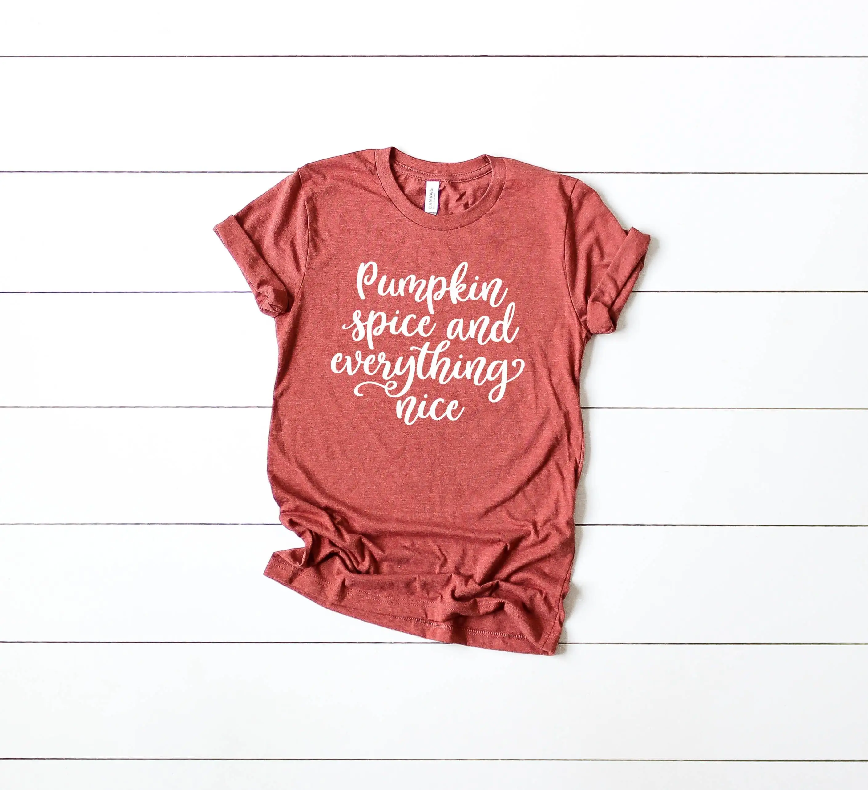 Pumpkin Spice and Everything Nice Cute Fall T Shirt List Love Autumn Bella Soft Women's