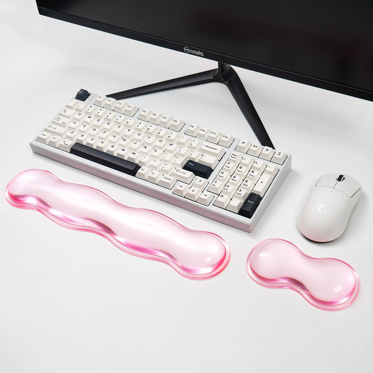 Pink Silicone Gel Keyboard and Mouse Wrist Rest Set For Keyboard Ergonomic Clear Wrist Rest For Typing and Gaming
