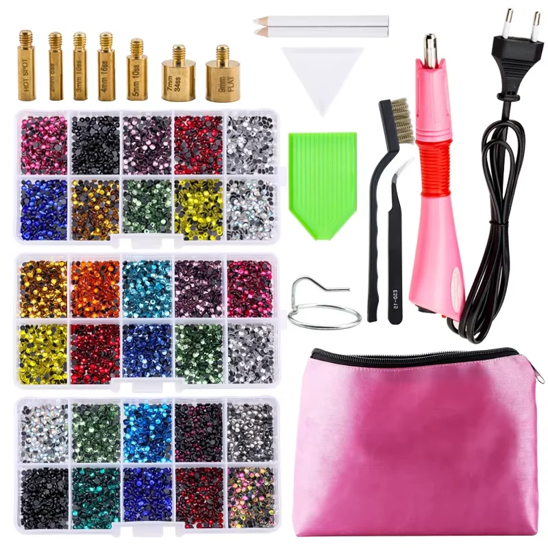 QIAO Hotfix Rhinestones Applicator Tools Kit Iron on Essential Rhinestone Set for Garment Bag Shoes DIY Craft