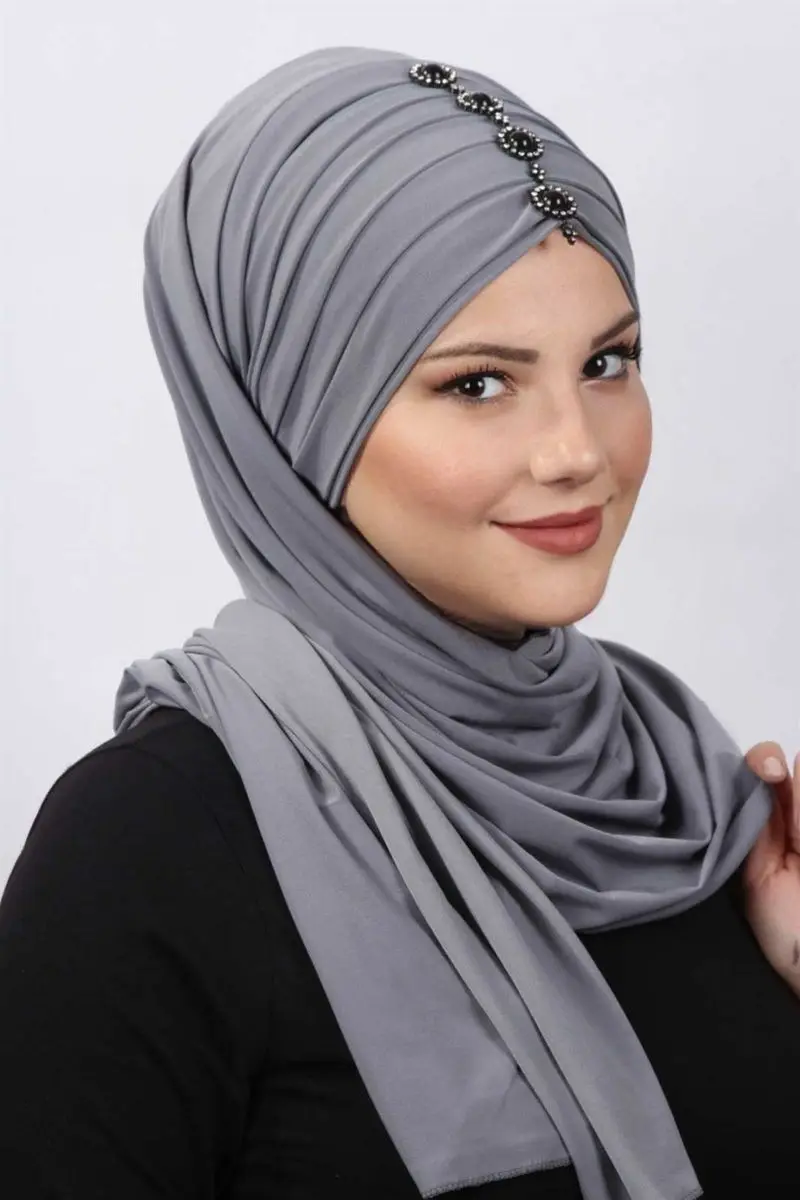 Geplooide Steen Sjaal Grijs