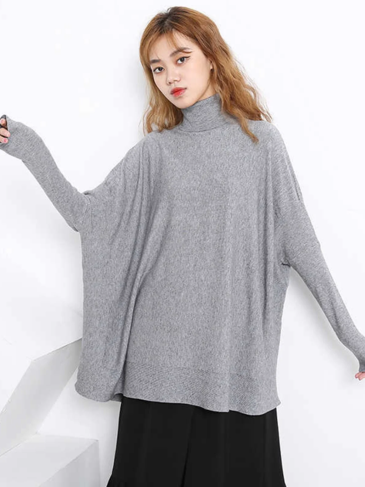 

Женский легкий вязаный топ с высоким воротником STUDIO Lazy Sle, мягкий и уютный, свободного кроя, для осени и зимы, базовый слой