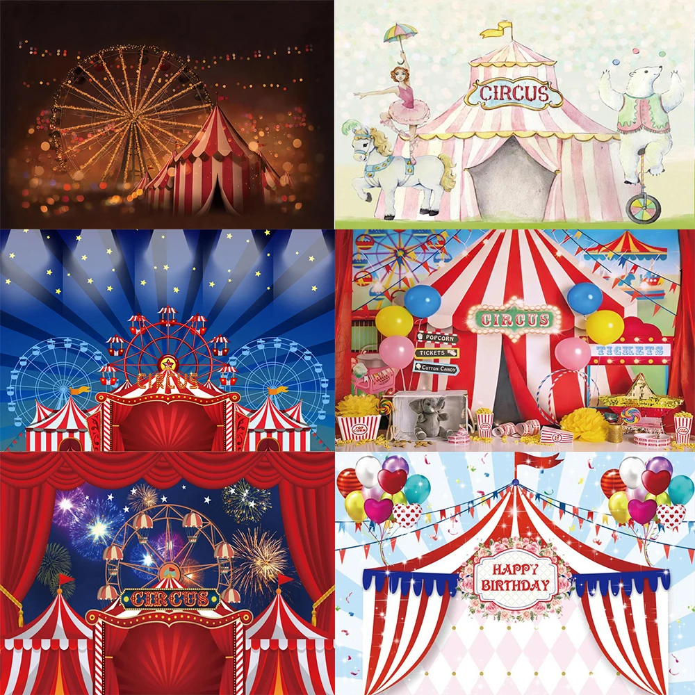 Circus Ferris Wheel Backdrop Beautiful And Cute Children's Photography Backdrop Party Decoration Interior Decoration Tapestry