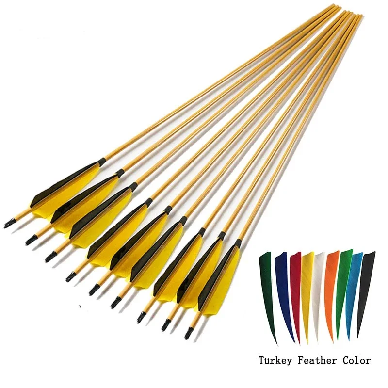 Archery Turkery Feathers Vanes Spine 400 500 600 Carbon Arrows Bamboo Skin ID6.2mm Shafts for Compound Recurve Bow Hunting