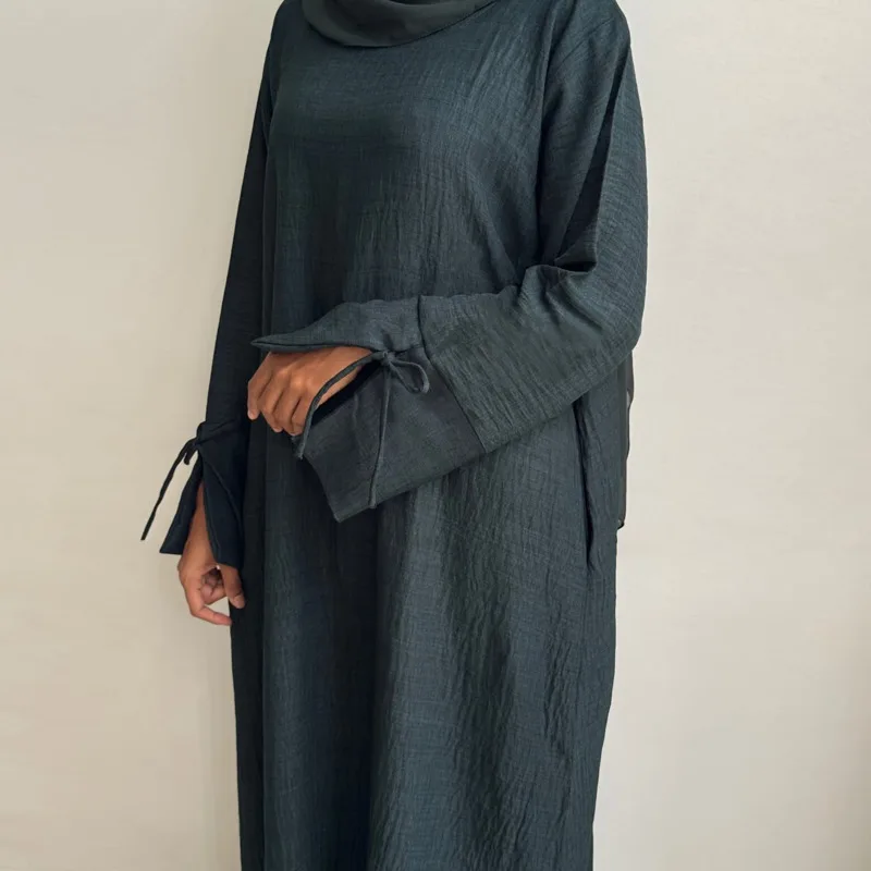 Vestido Abaya suelto y cerrado para mujer, vestido musulmán tipo jersey, puños con aberturas, prendas de vestir informales Hijabi, ropa islámica de Dubai, Ramadán