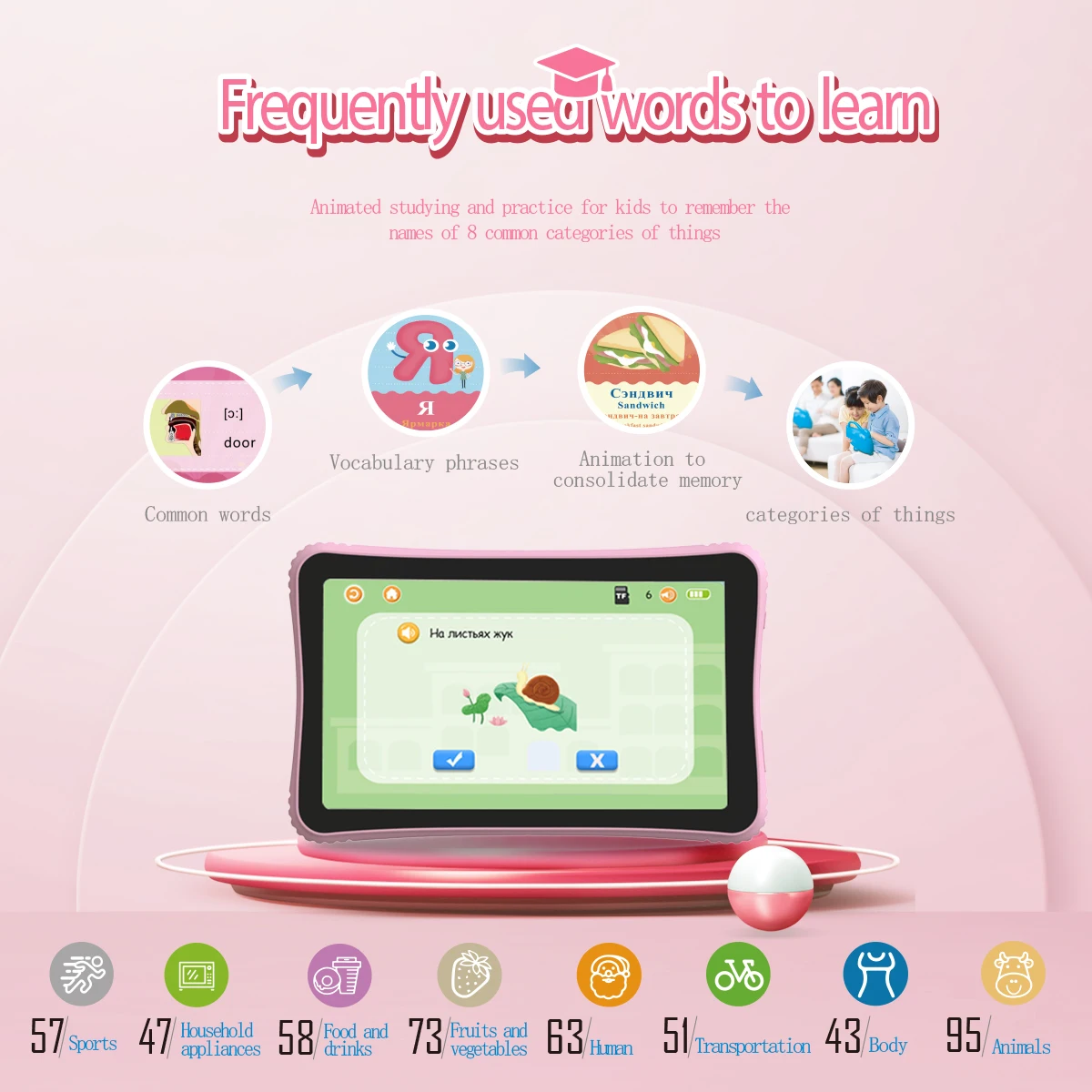 كمبيوتر لوحي للأطفال مقاس 7 بوصات باللغة الإنجليزية للأطفال، كمبيوتر تعلم تعليمي للأطفال الصغار في مرحلة ما قبل المدرسة، لعبة مونتيسوري التعليمية #4