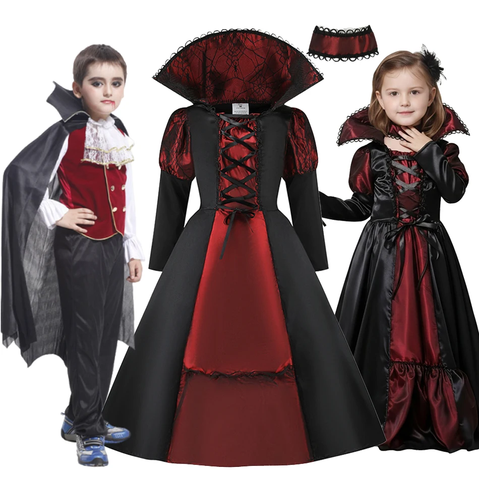 Girls Boys Ghost Bride Dress 2026 Halloween Cosplay Kids Carnival Party Children Gothic Costume Dress Outfit Clothes