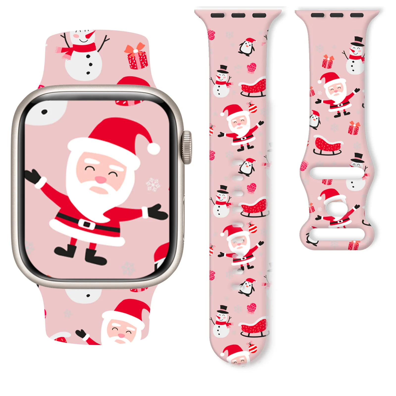 

Father Christmas Strap for Apple Watch 10 9 8 7 6 Silicone Strap Replaceable Bracelet for iWatch 46mm 45mm 42mm 41mm Watchband