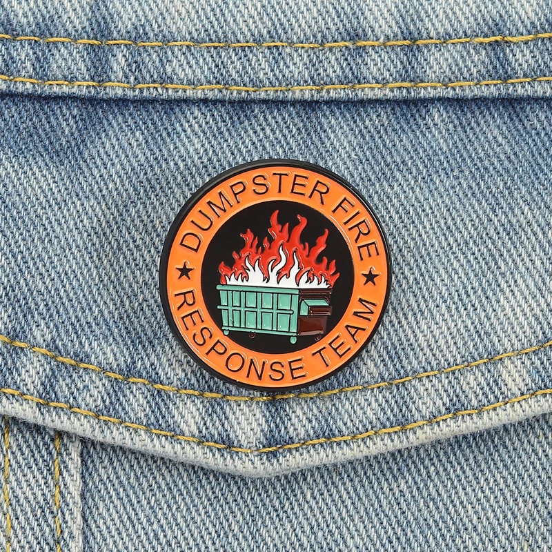 Dumpster Fire Response Team Emaille-Anstecknadeln, runde Knopfbroschen, Anstecknadeln, individueller Schmuck, Geschenk für Kinder und Freunde