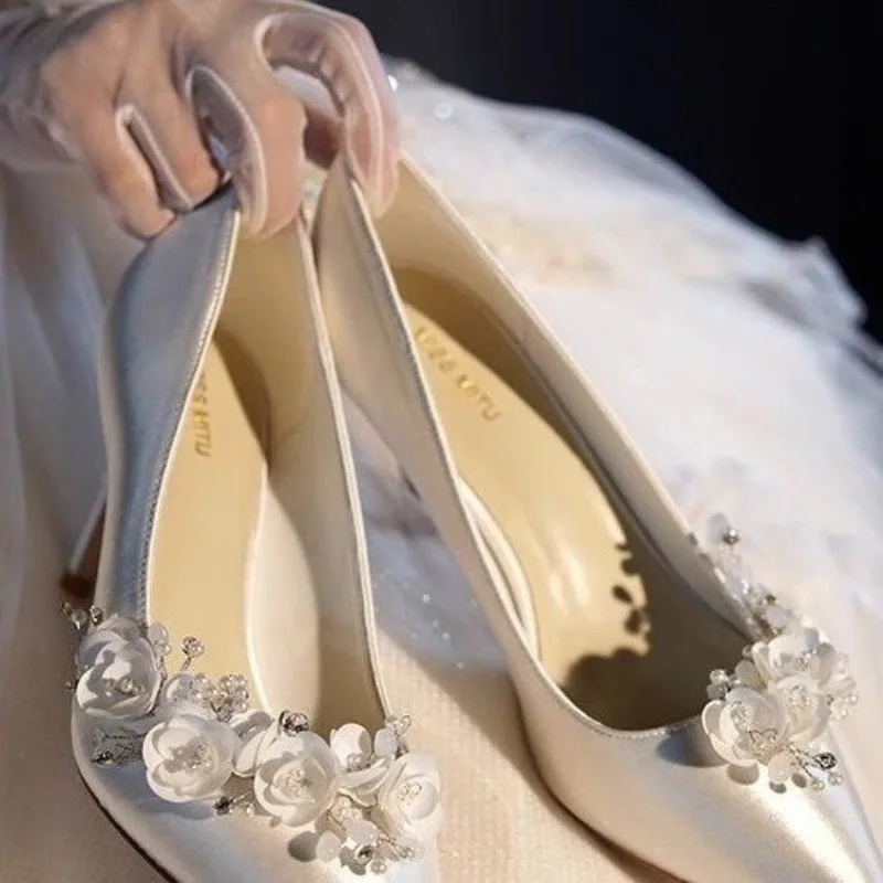 

Women's High Heels Elegant White Wedding Shoes Designer Shoes for Women New Banquet Formal Shoe High Heel Pumps Zapatos De Mujer