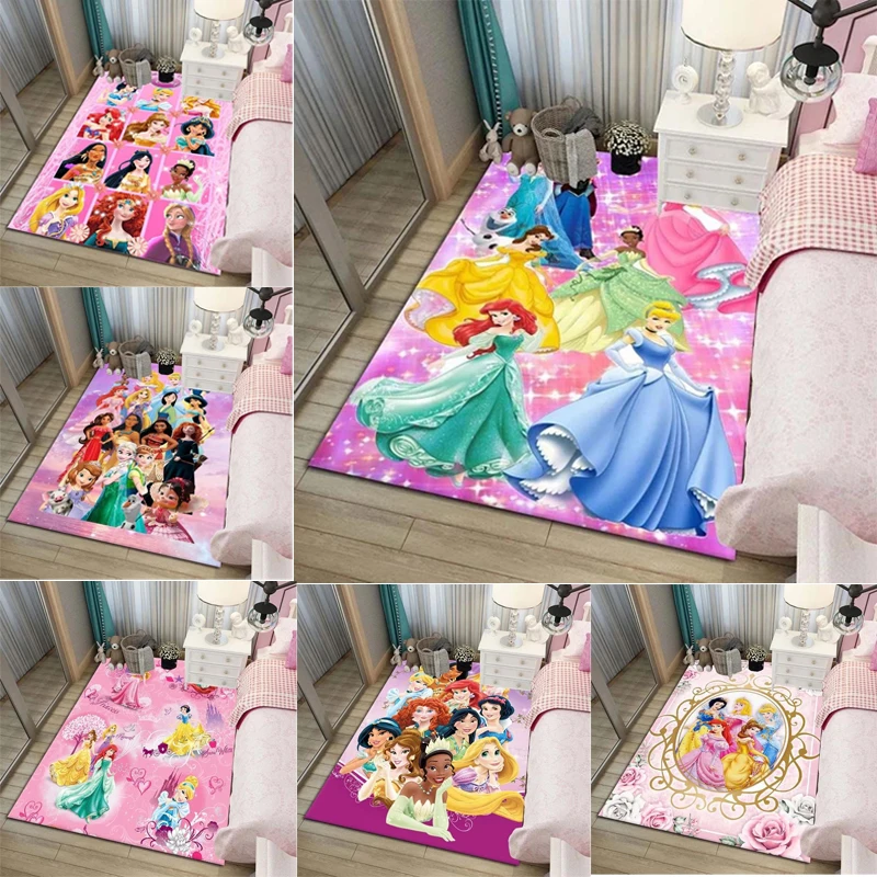 MINISO Disney Cartoon Princess Bedroom Bedside Carpet Non Slip Soft Hallway Floor Mat Sofa Coffee Table Area Rugs for Home Decor