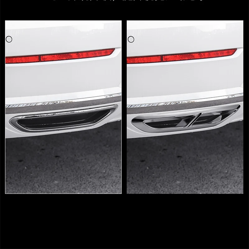 For VW Arteon Four Outlet Exhaust 2018 2019 2020 2021 2022 2023 Shooting Brake Rear Bumper Chrome Black Decoration