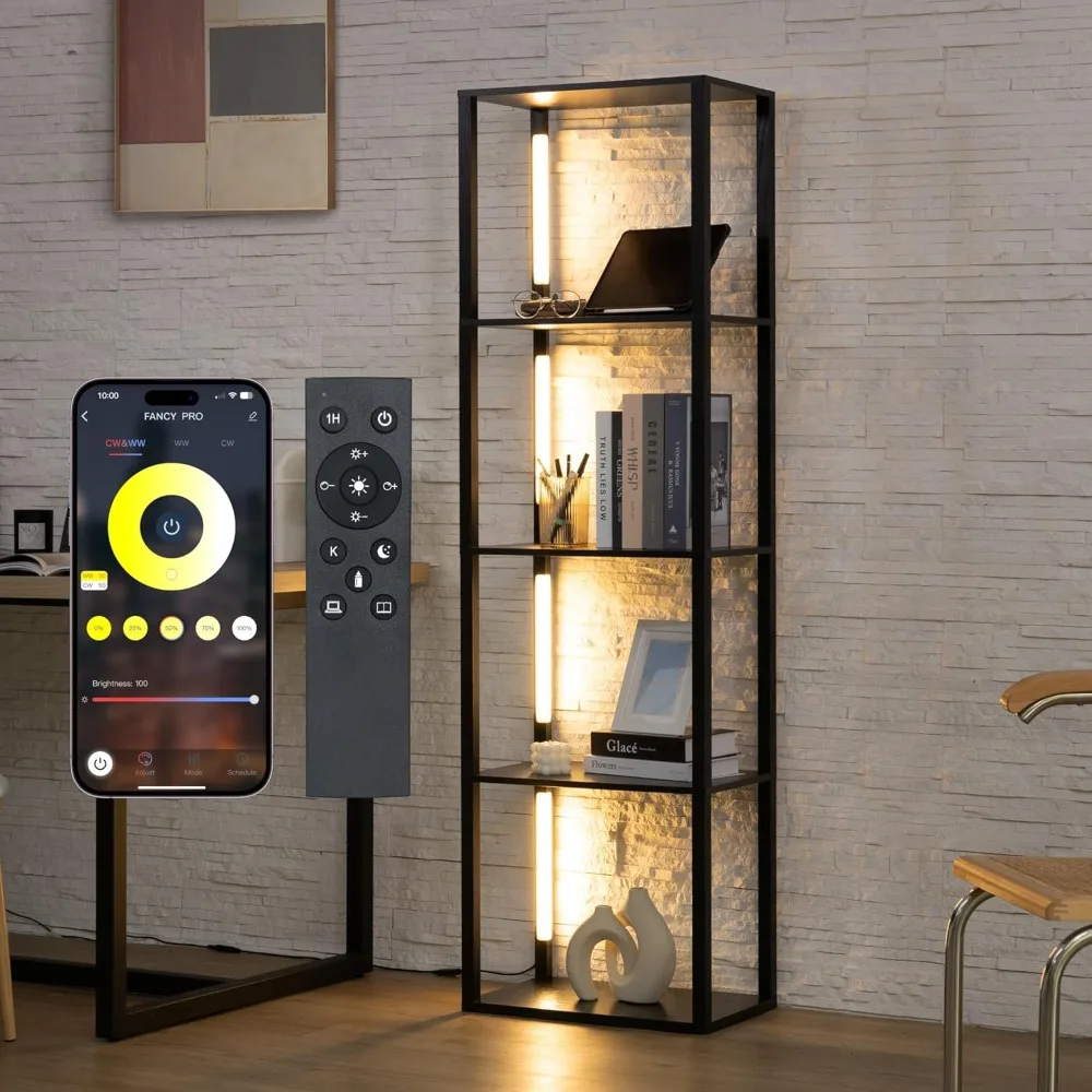 

Fancy Plus Pro - LED Display Shelf with Dimmable Lights, LED Shelf Floor Lamps for Living Room