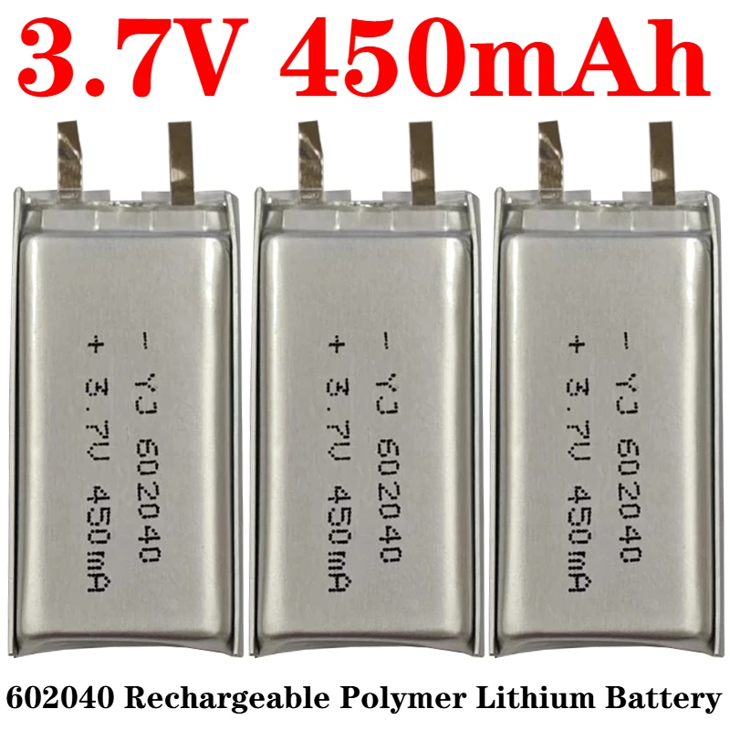 602040 Polymer Li Po Battery 3.7V 450mAh Lithium Battery DVR GPS Driving Recorder Bluetooth Headset Mp3/mp4 Rechargeable Battery