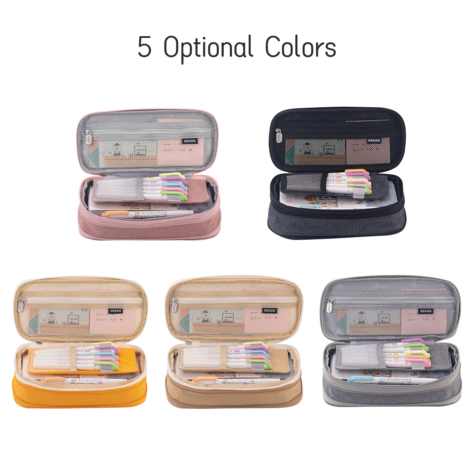 【New】Large Capacity School Pencil Case Stationery Zipper Pocket Office Storage Multilayer Storage Pocket ( not included pencil )