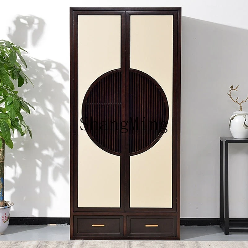 

ZYY new Chinese solid wood wardrobe modern simple bedroom storage cabinet furniture