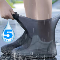 5/1Pairs Latex Waterproof Shoe Covers Reusable Non-Slip Wear-Resistant Rain Boot Overshoes for Outdoor Rainy Day Walking Shoes