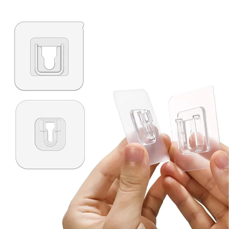 1-20Pairs Cable Organizer Double-Sided Adhesive Wall Hooks Hanger Suction Cup Sucker Wall Storage Holder Cable Management Clips