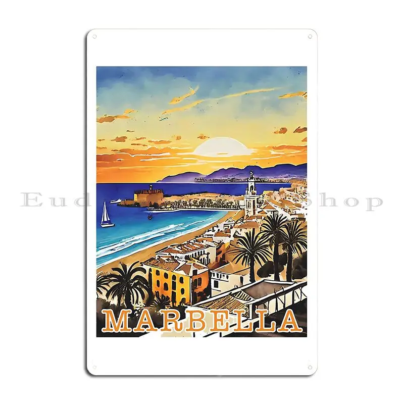 Marbella Spain Marbella Serenade A Symphony Of Sun Sea And Sophistication Metal Sign Wall Custom Personalized Poster