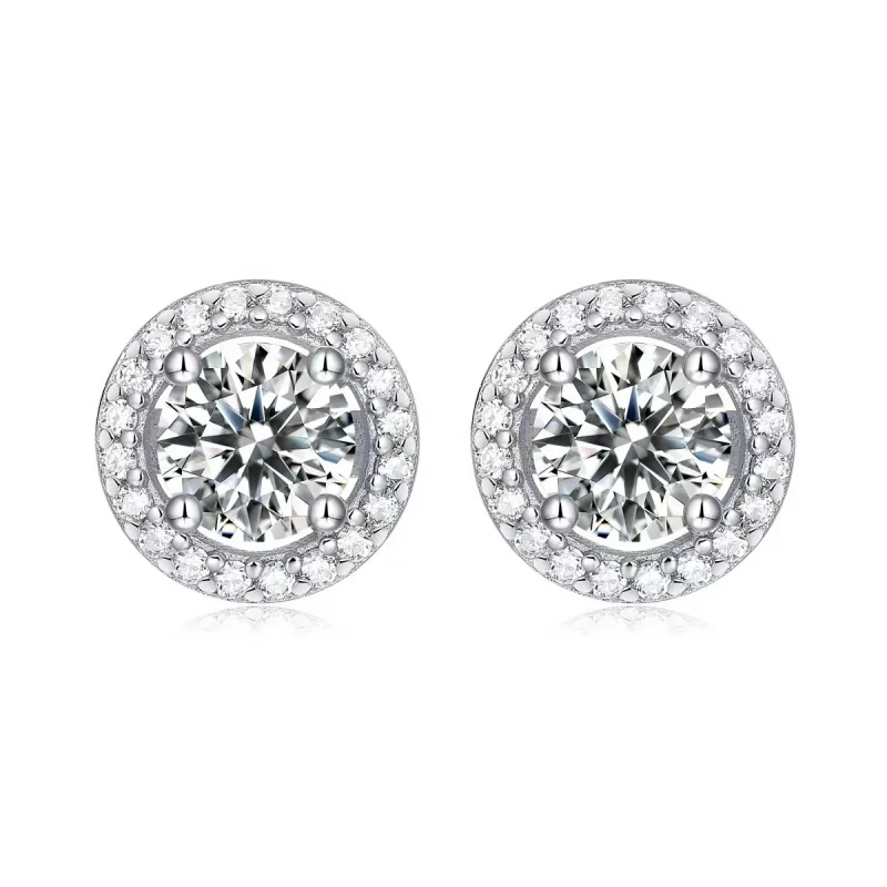 0.5ct 1ct d Color Iced Out Diamond Cluster Men Hip Hop 925 Sterling Silver Women Vvs Moissanite Stud Earrings Screw Back