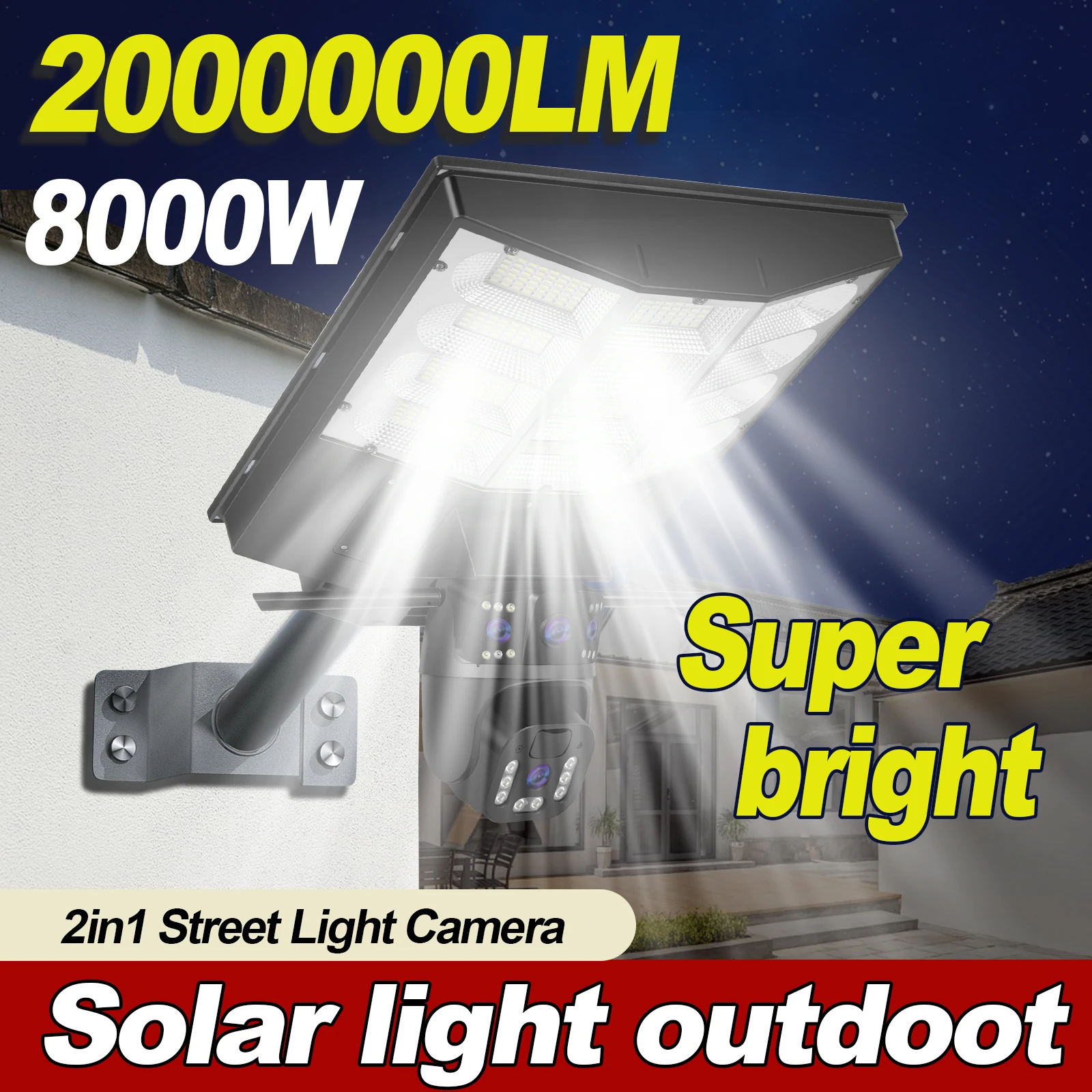 

AIOOK Solar Street Lighting Lighting Waterproof HD Dual Lens 8MP 4K 4G Camera Two-way Intercom Night Vision CCTV V380 PRO Camera