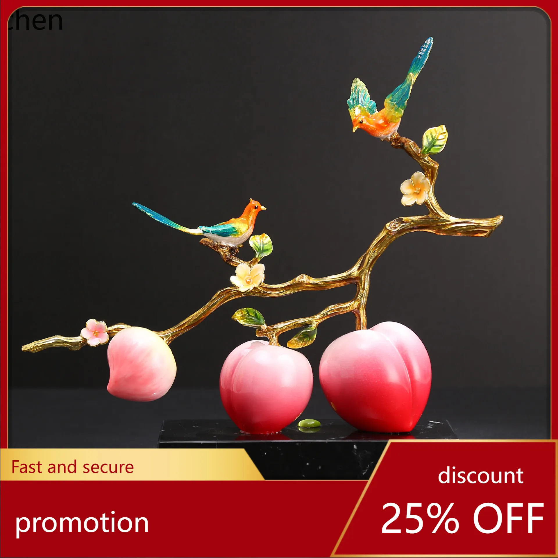 

HXL Enamel Peach Ornament Entryway Decoration Peach Craft