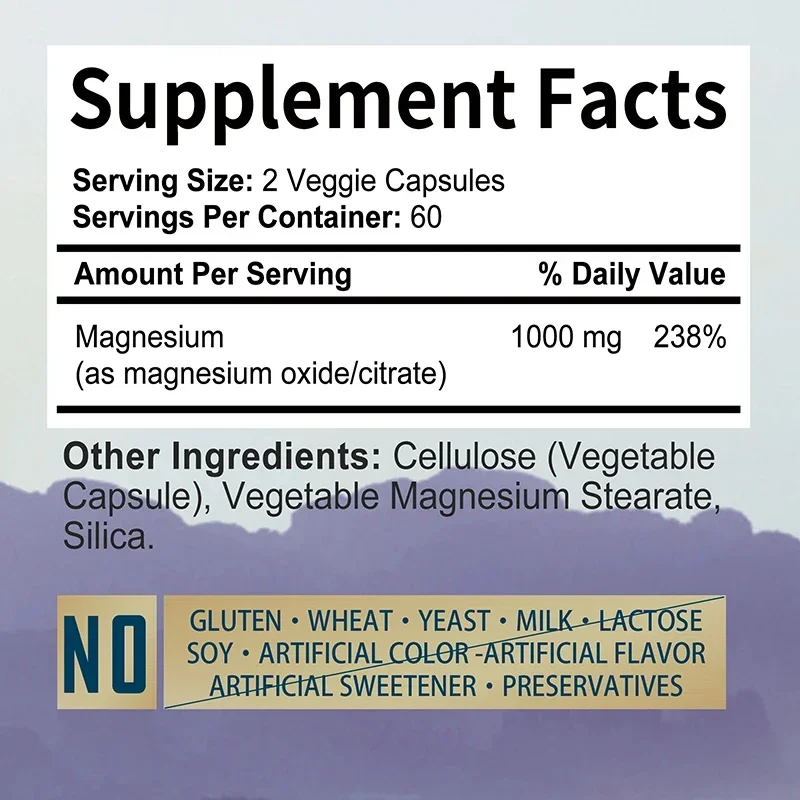 Magnesium Citrate - Supplement for Stress, Relaxation, Bone, Sleep, Heart Health, Nerve, Muscle & Metabolism