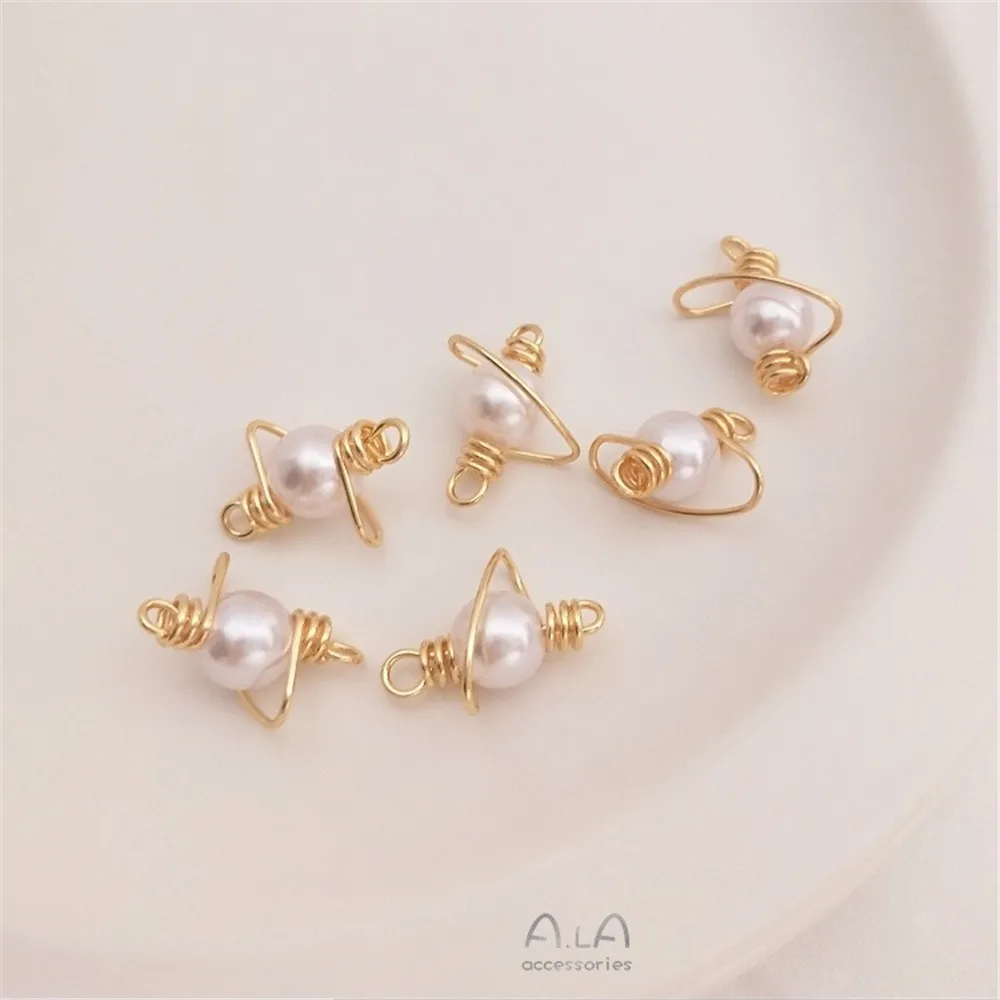 

14K Gold Wire Winding Pearl Planet Pendant Handmade Diy Earrings Bracelet Necklace Jewelry Connection Accessories