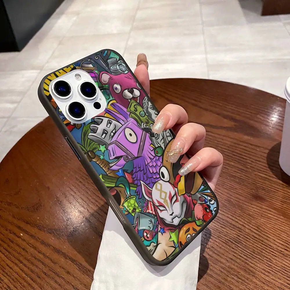 Cartoon B-Battle-R-Royales-F-FortniteS Phone Case Corrugated Pattern Phone Case For iPhone 17 Air 16 15 14 13 12 11 Plus ProMax