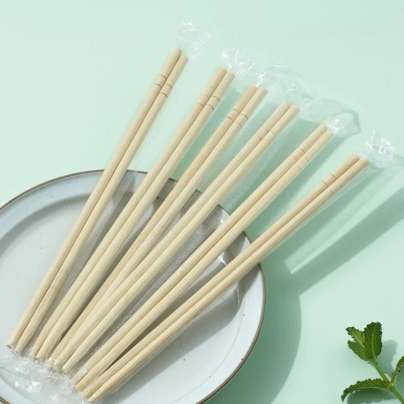 Disposable Bamboo Chopsticks 100/200/300 Pcs Individually Wrapped Natural Tableware Food Grade Lacquerless Waxless Commercial