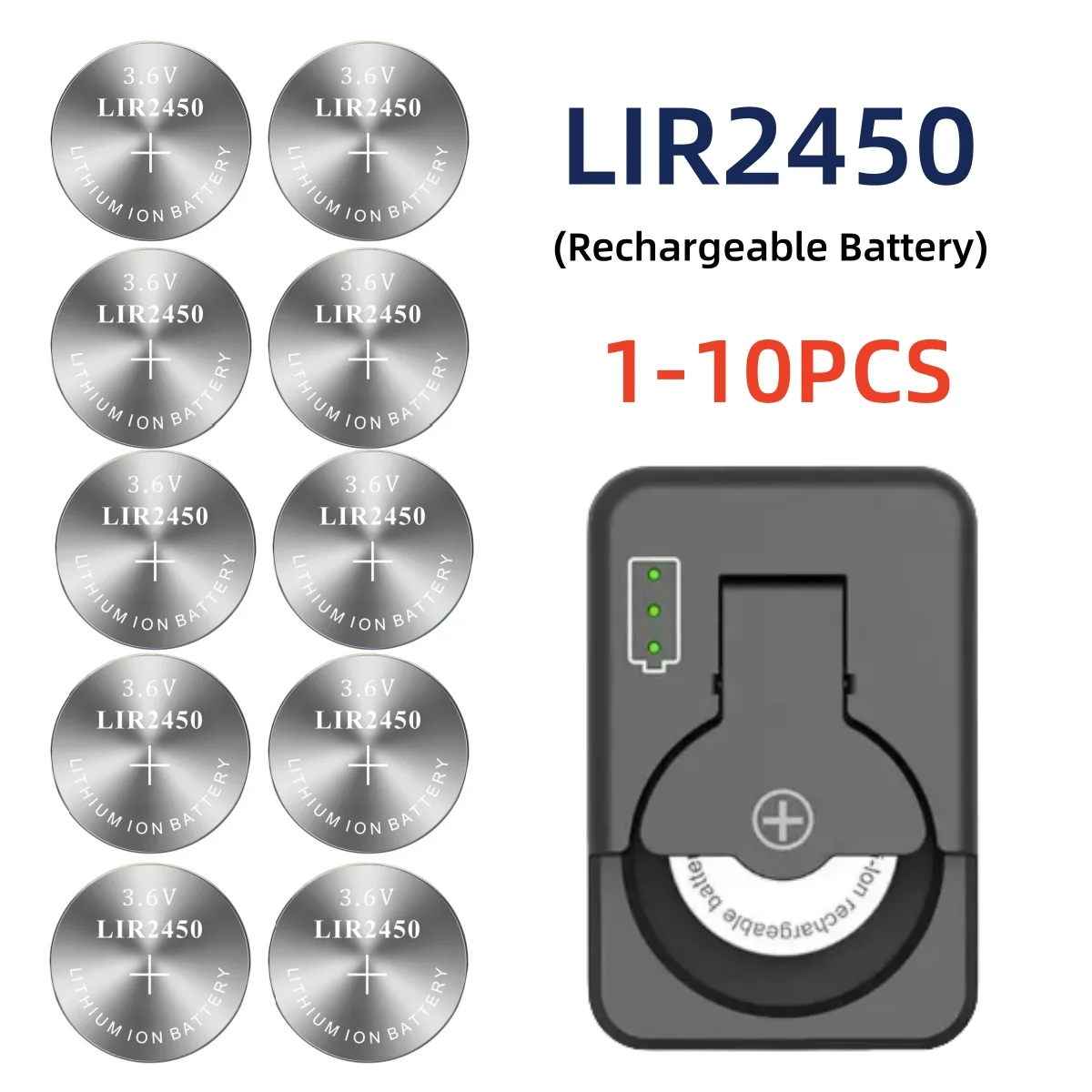 2-10 Uds 3,6 V LIR2450 batería de iones de litio batería recargable reemplazar CR2450