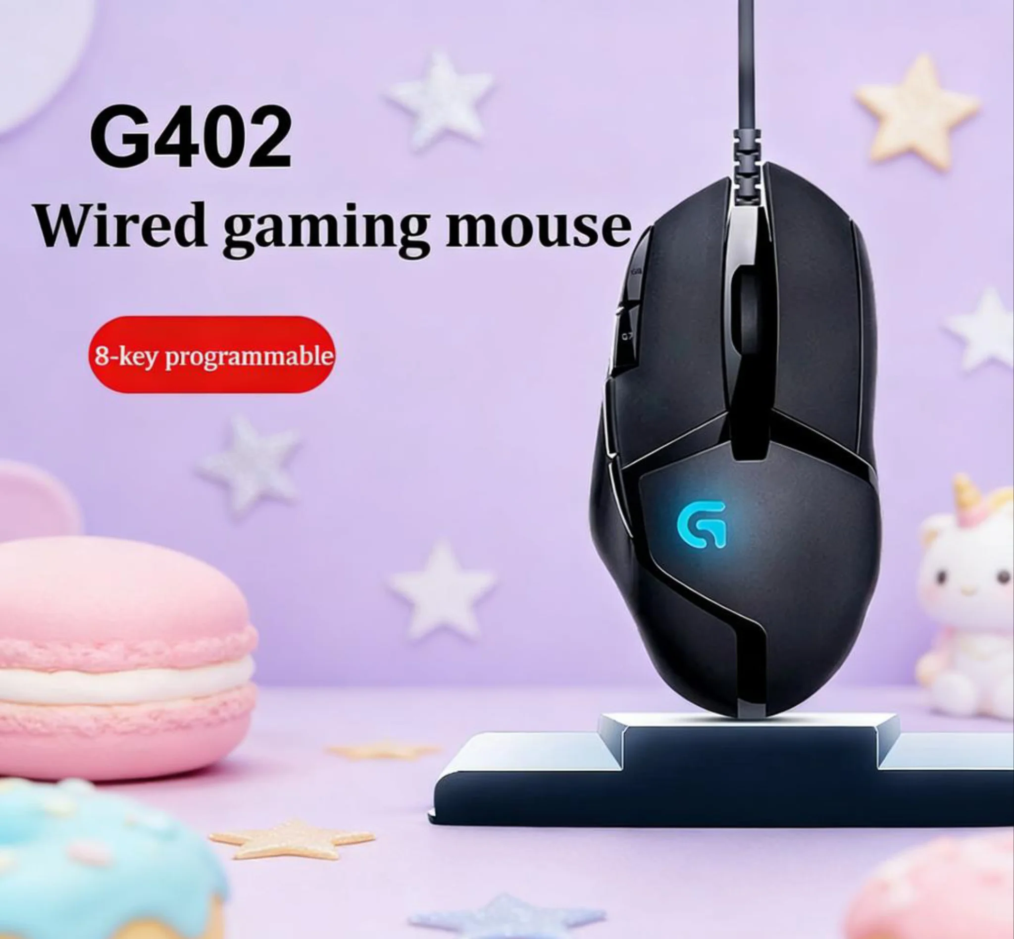 Logitech G402 LIGHTSPEED Wired Gaming Mouse, Lightweight Ergonomic Durable 8 Buttons High Precision Esports + M750/M650/M280