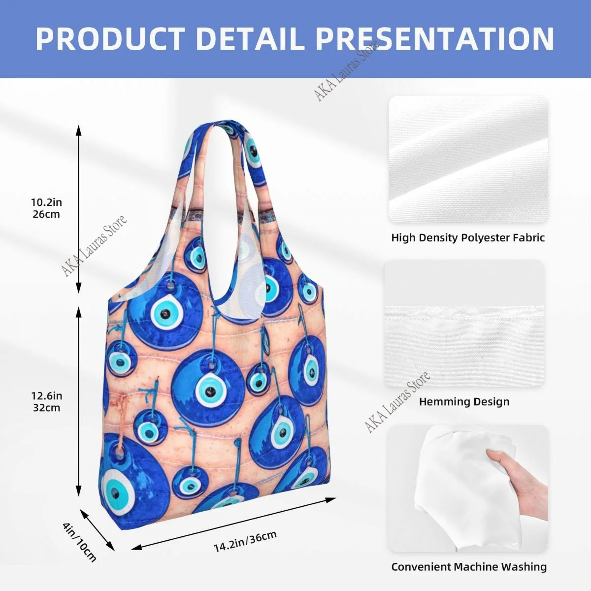 حقيبة كتف عين الشر حقيبة يد نسائية تركية حقيبة حمل حقيبة كبيرة قابلة لإعادة الاستخدام