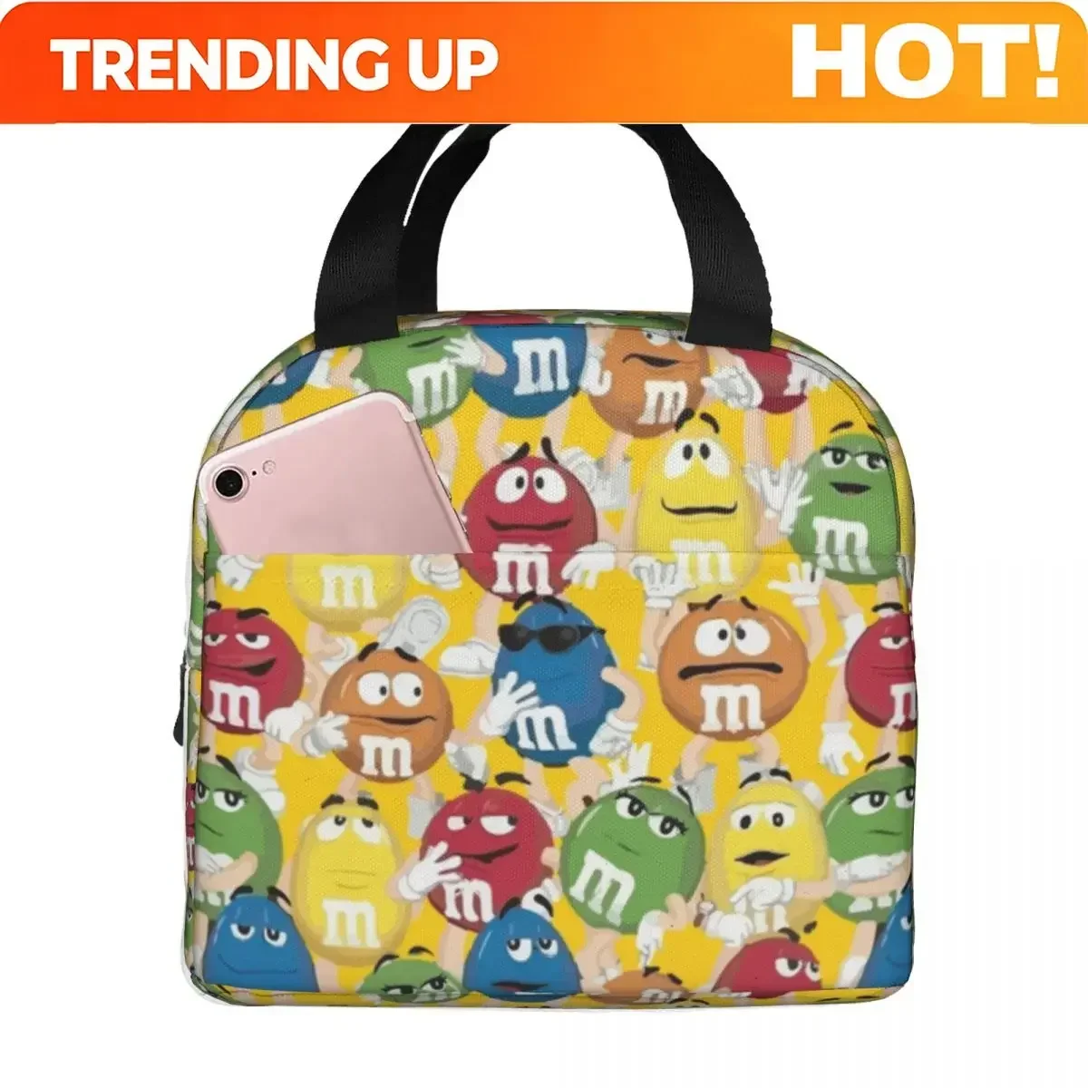Custom Bag Custom M And M Character Set Lunch Bags Insulated Bento Box Portable Lunch Tote Leakproof Picnic Bags Cooler Thermal