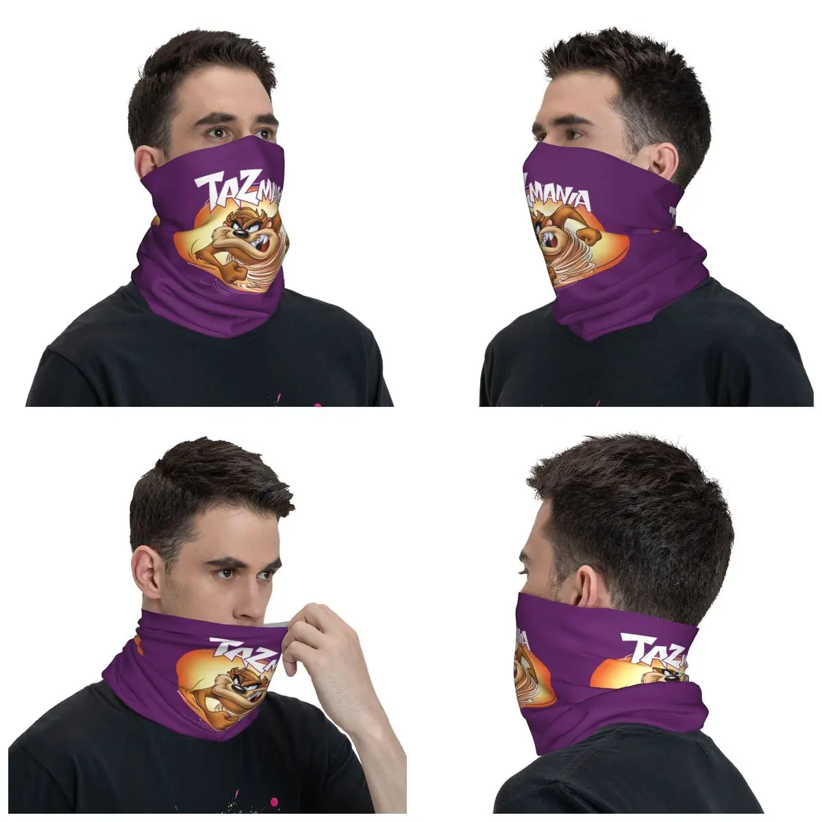 Custom Taz Mania Tasmanians Devil Bandana Neck Gaiter Windproof Face Scarf Cover Women Men Cartoon Comic Headband Tube Balaclava