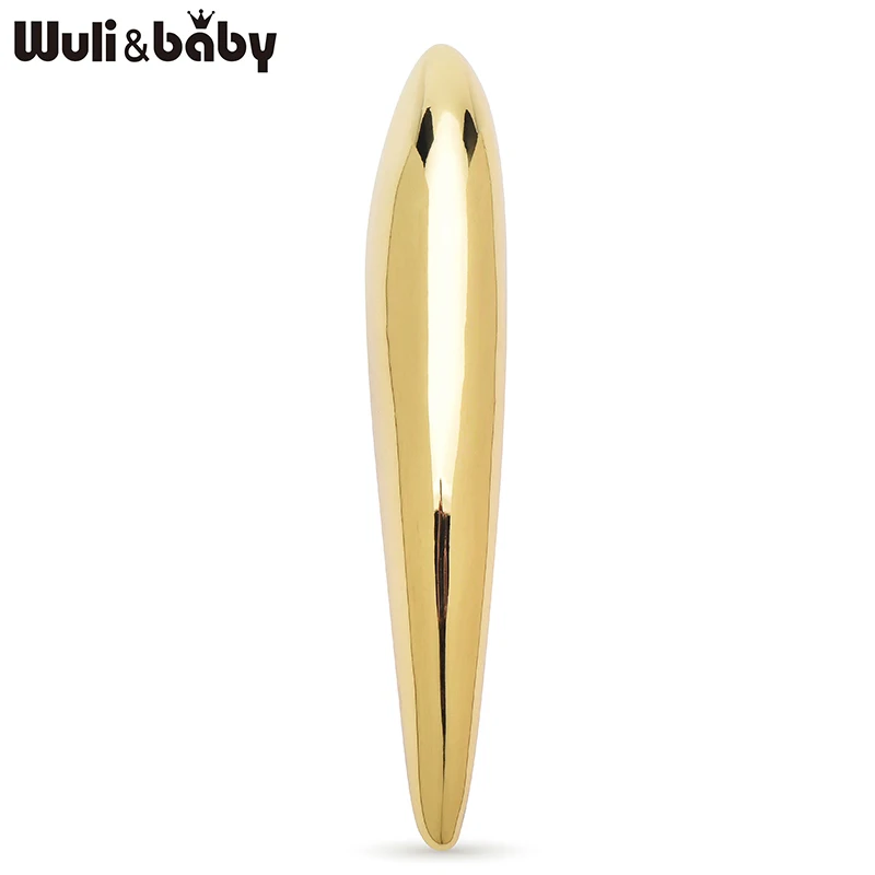 Wuli&baby Broches geométricos de aço inoxidável para mulheres, unissex, longos, ovais, para festas, escritório, roupas, broches, presentes