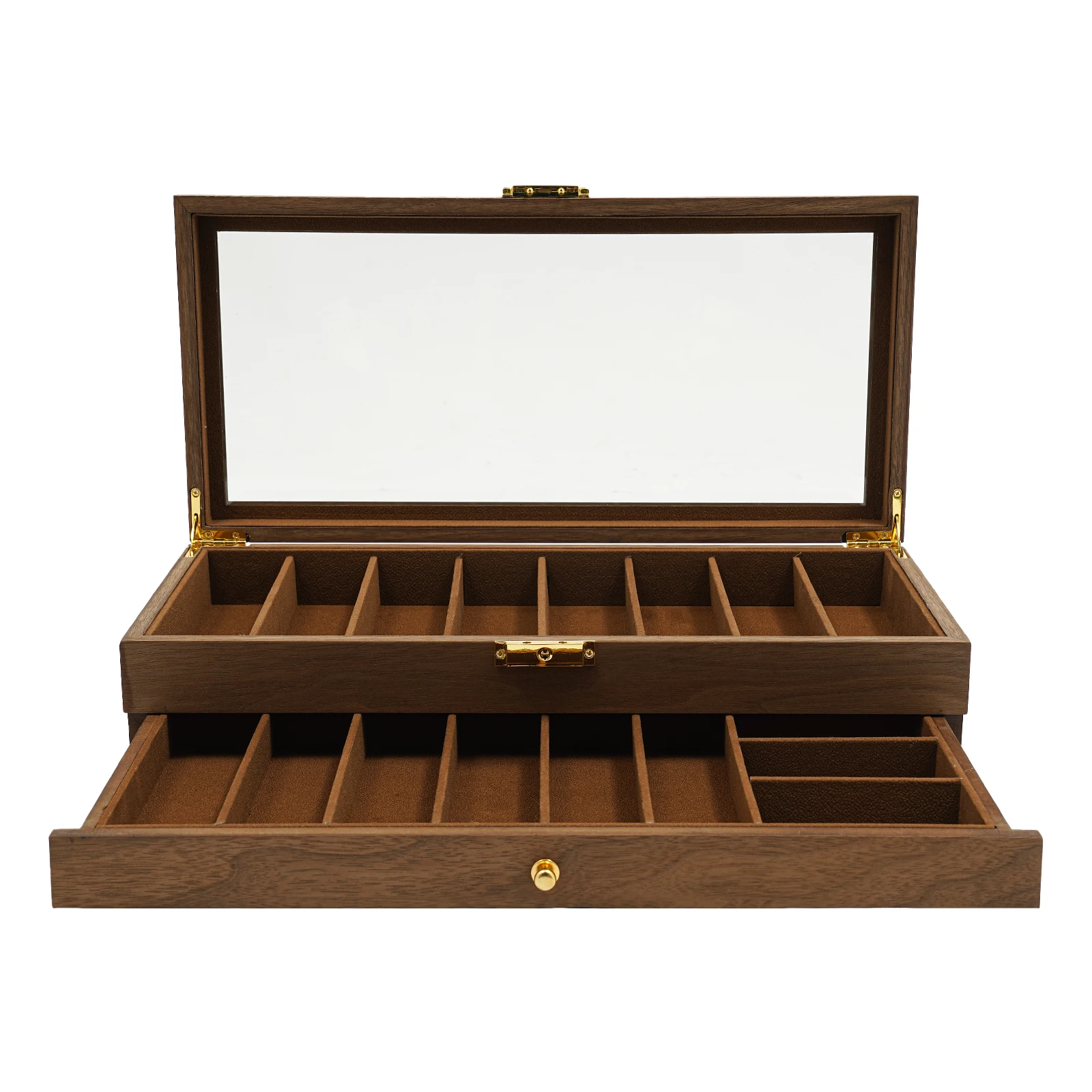 

2-Tier Desktop Knife Storage Box, Knife Display Case 40.5*19.5*9 cm Dagger Knives Storing Forks, Spoons