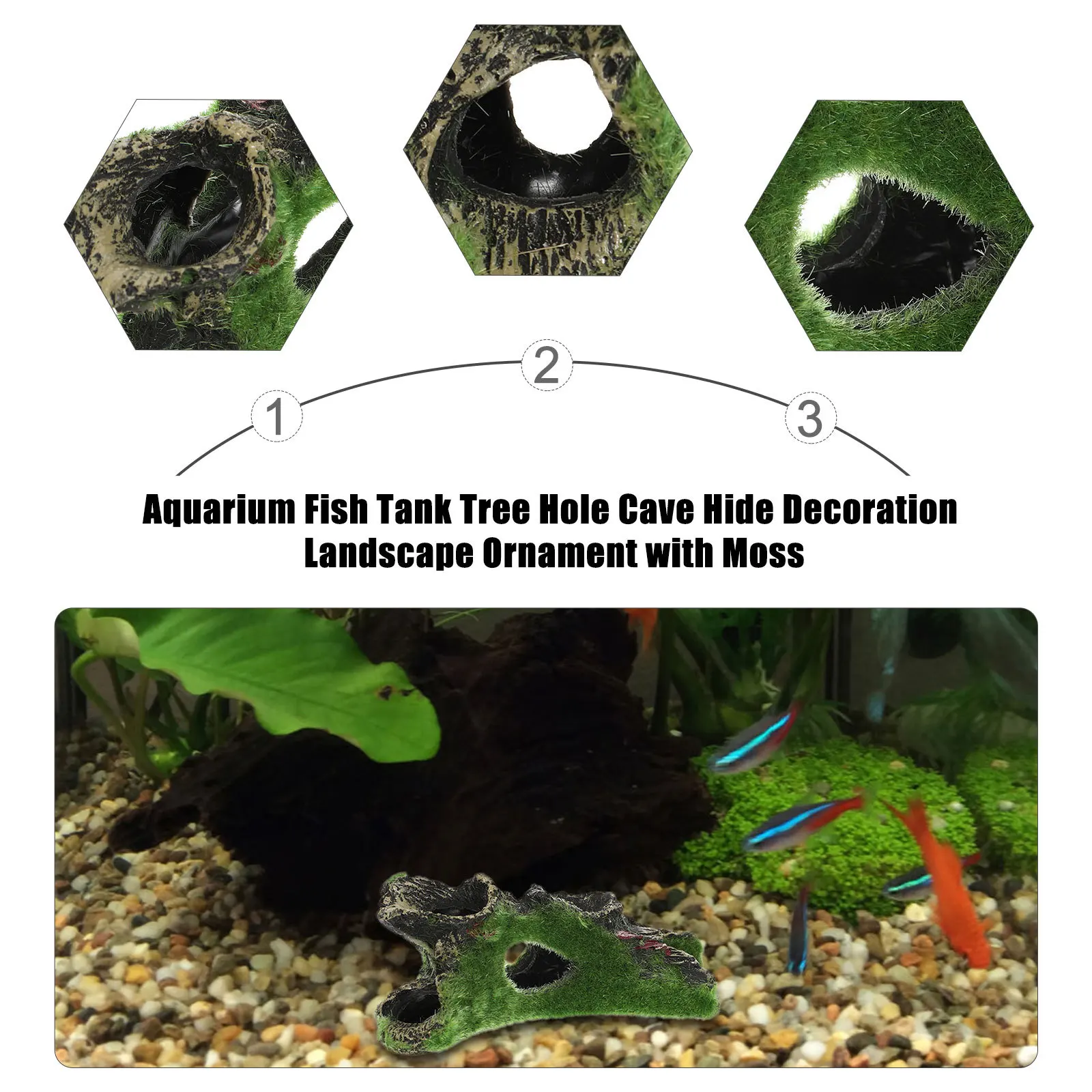 

Chic Aquarium Cave Moss Ornament Fish Tank Decoration Natural Appeal Realistic Craftsmanship Aquarium Decoration