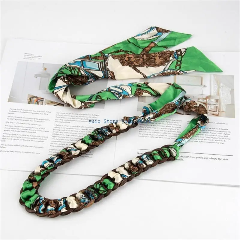 

X7XB Multiuse SelfKnotted Scarf Belt Adjustable Scratchprevent Waist Tie Chain Belt