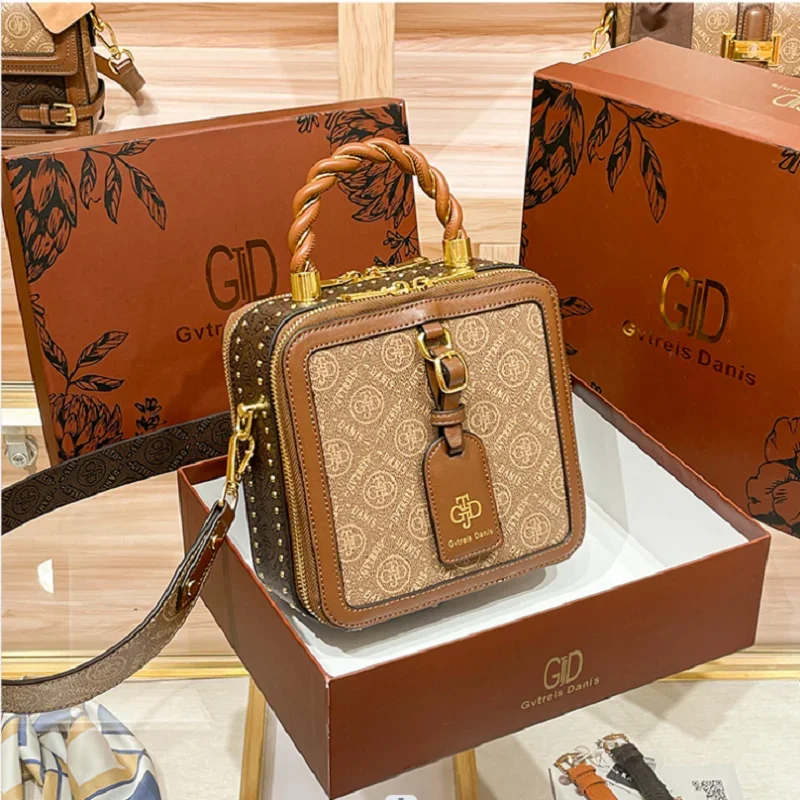 Case Bag Small Suitcase Box with Straps for Women Leather Shoulderbag New Trendy Crossbody Bags Business HandBags